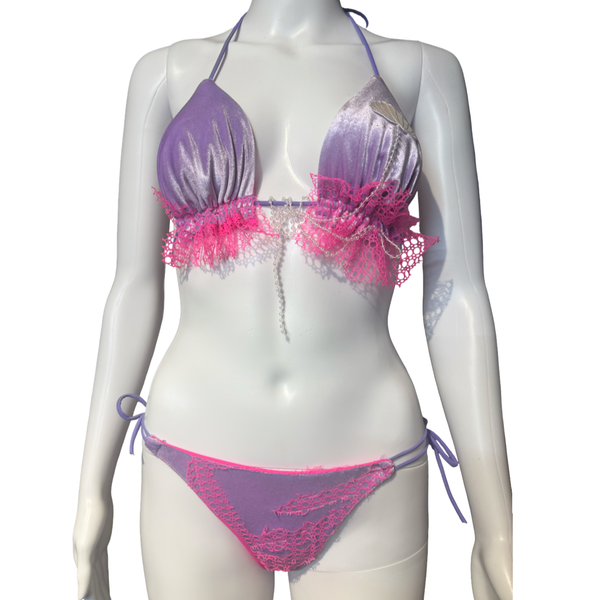 Mermaid Couture Bikini – Lilac & Pink Lace