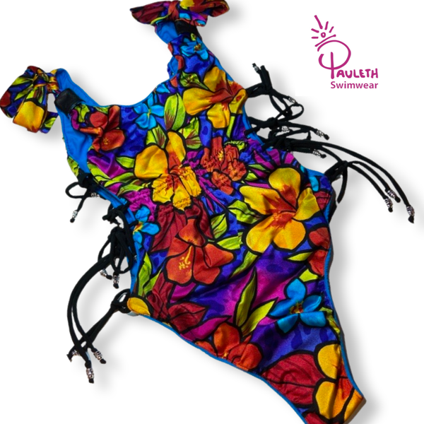 Butterfly Monokini – Black Leather Cord Accents