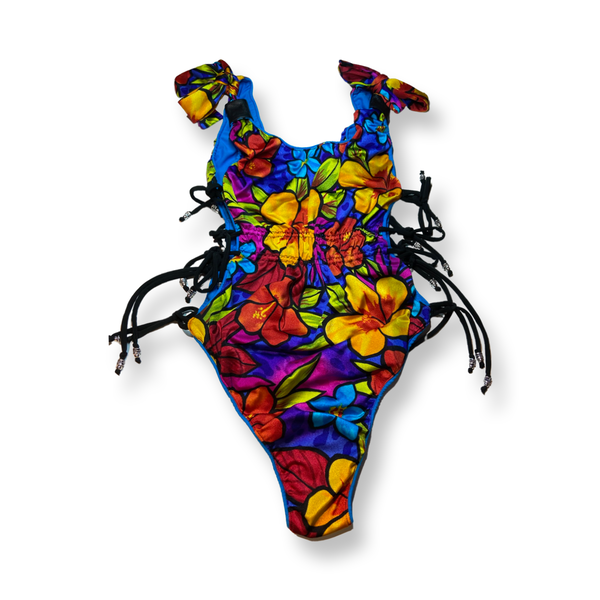 Butterfly Monokini – Black Leather Cord Accents